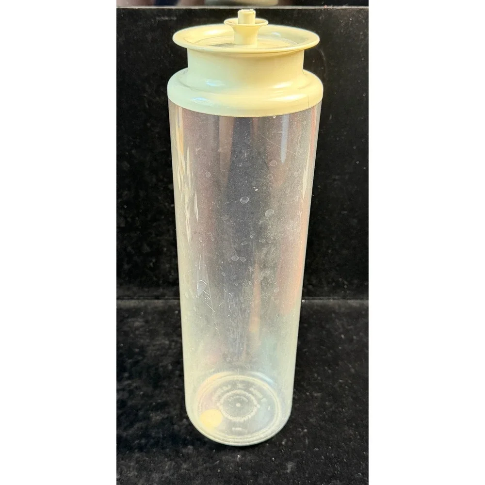Vintage Tupperware Spaghetti Canister: Clear, 7 Cups, Cream Lid, 11.5